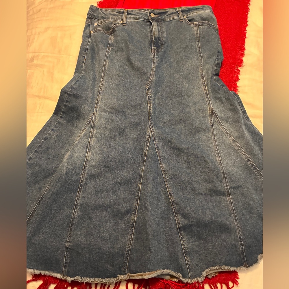 Elegant Blue Denim A-Line Skirt